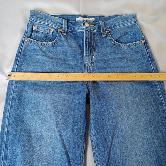 Levi's Low Pro Straight Jeans Womens 26 Blue Distressed Ripped Knee Denim Pants - Picture 14 of 16